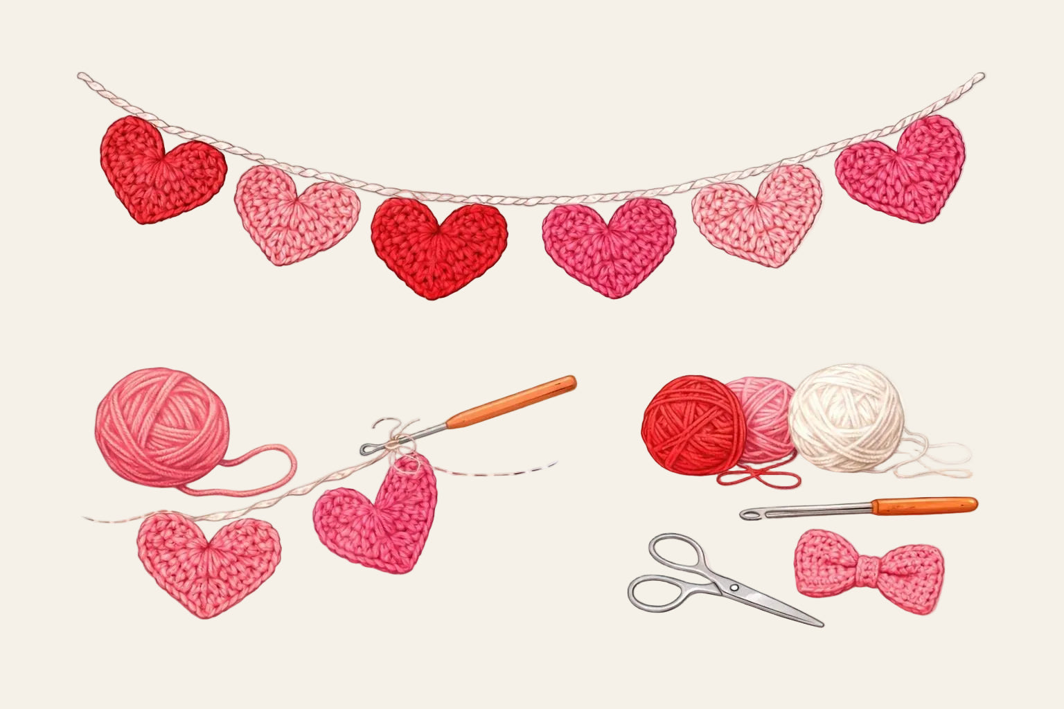 Crochet heart appliqué used as a mini Valentine coaster, gift topper or scrapbook accent — quick beginner project preview