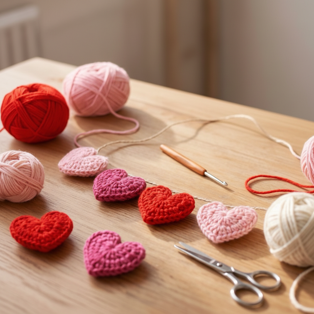 Crochet Heart Garland Pattern — Easy Valentine Decor PDF for Beginners