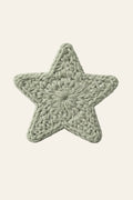 Easy crochet star pattern — handmade crochet stars in cream and gold cotton yarn used as appliqués and ornaments