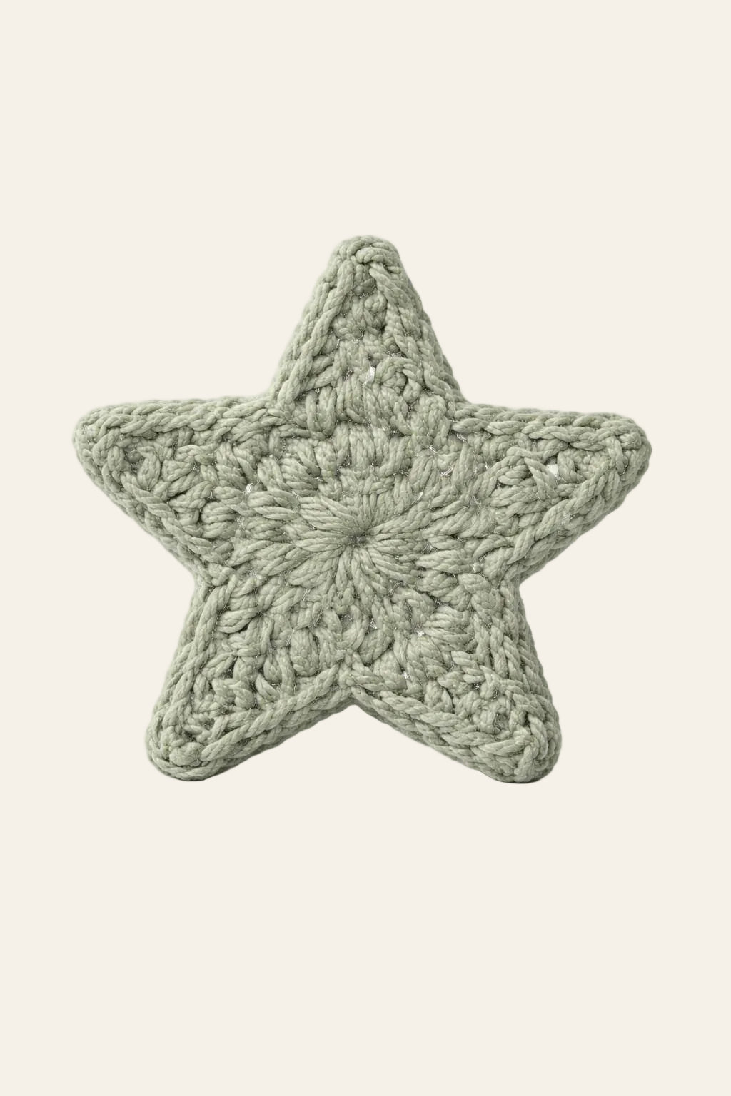 Easy crochet star pattern — handmade crochet stars in cream and gold cotton yarn used as appliqués and ornaments
